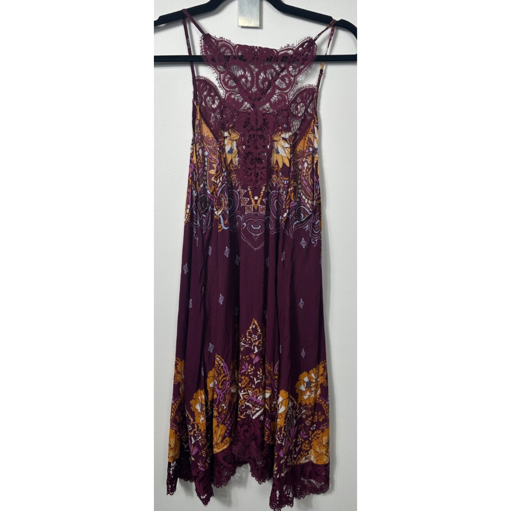 NEW INTIMATELY FREE PEOPLE M "Who’s Sorry Now" Floral Lace Mini Slip Dress B14 - Picture 6 of 9